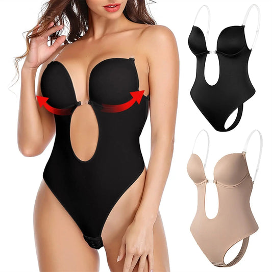 Body Gainant Invisible Femme – Soutien-Gorge Push-Up Décolleté Plongeant & Culotte String Sculptante