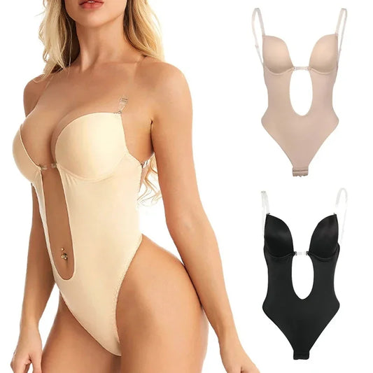 Body Gainant Invisible Femme – Soutien-Gorge Push-Up Décolleté Plongeant & Culotte String Sculptante